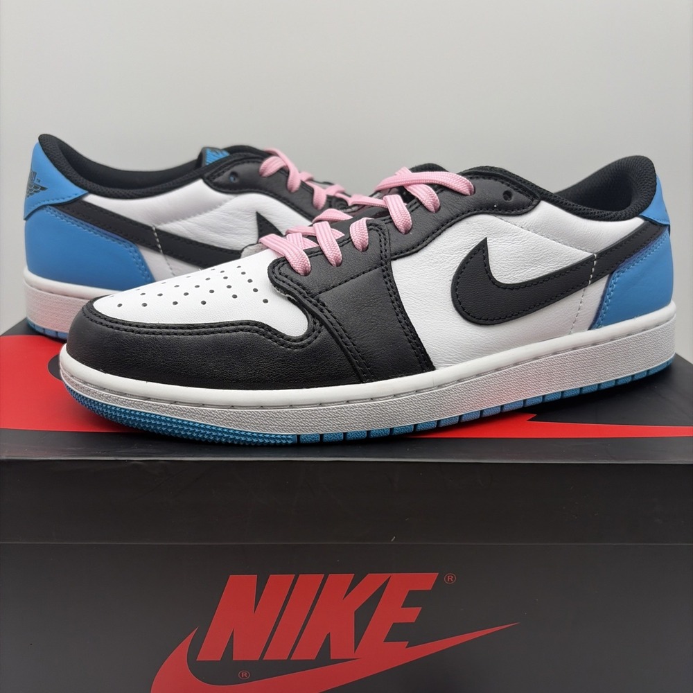 Size 9- Air Jordan 1 Retro Low OG White, Powder Blue (CZ0790-104) - Picture 6 of 11